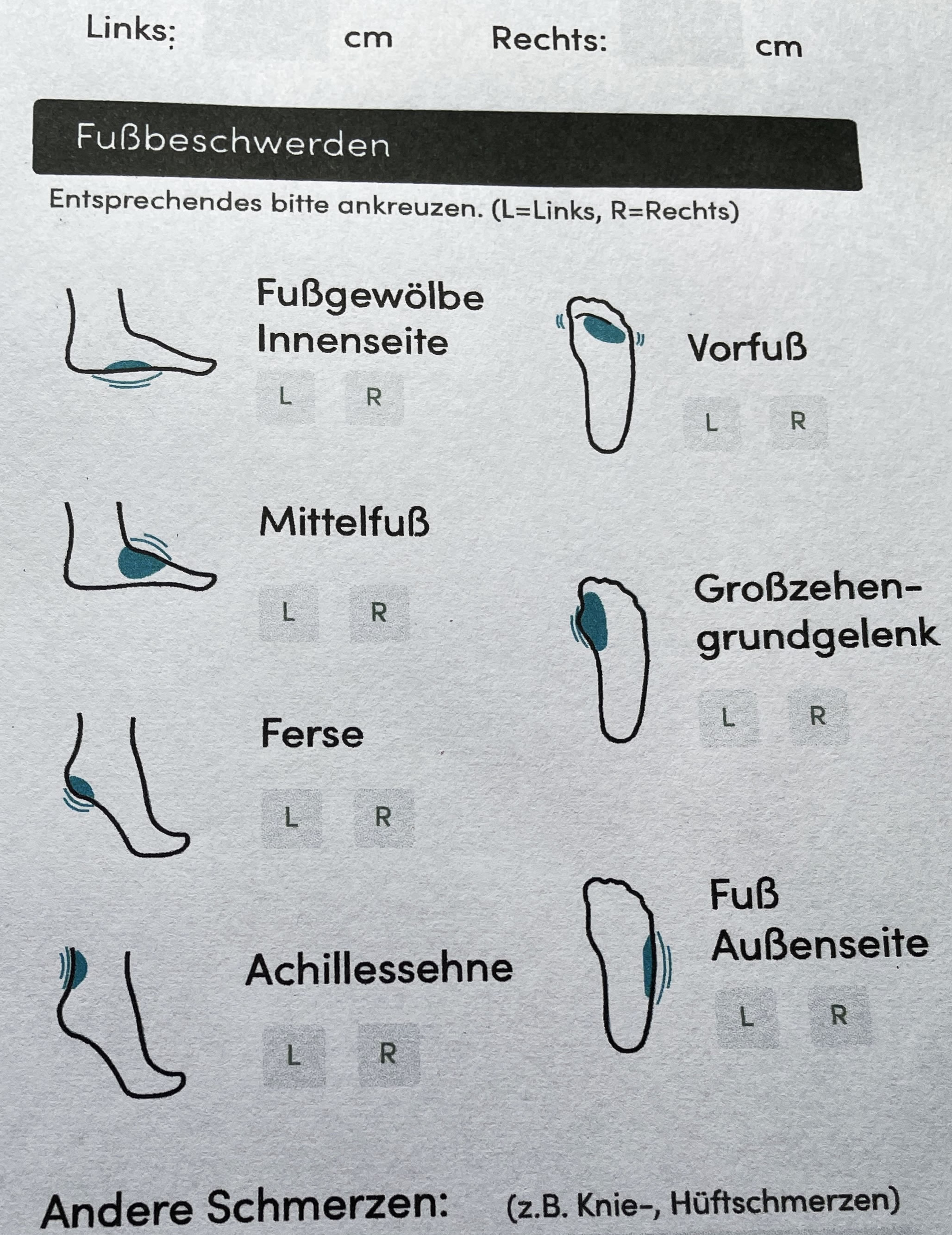 Fragebogen zu Fuschmerzen